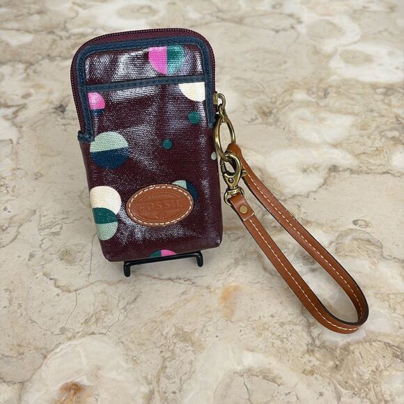 Fossil Keyper Carry All Cell Phone Case Multicoloured Coated Canvas & Leather - Picture 2 of 8